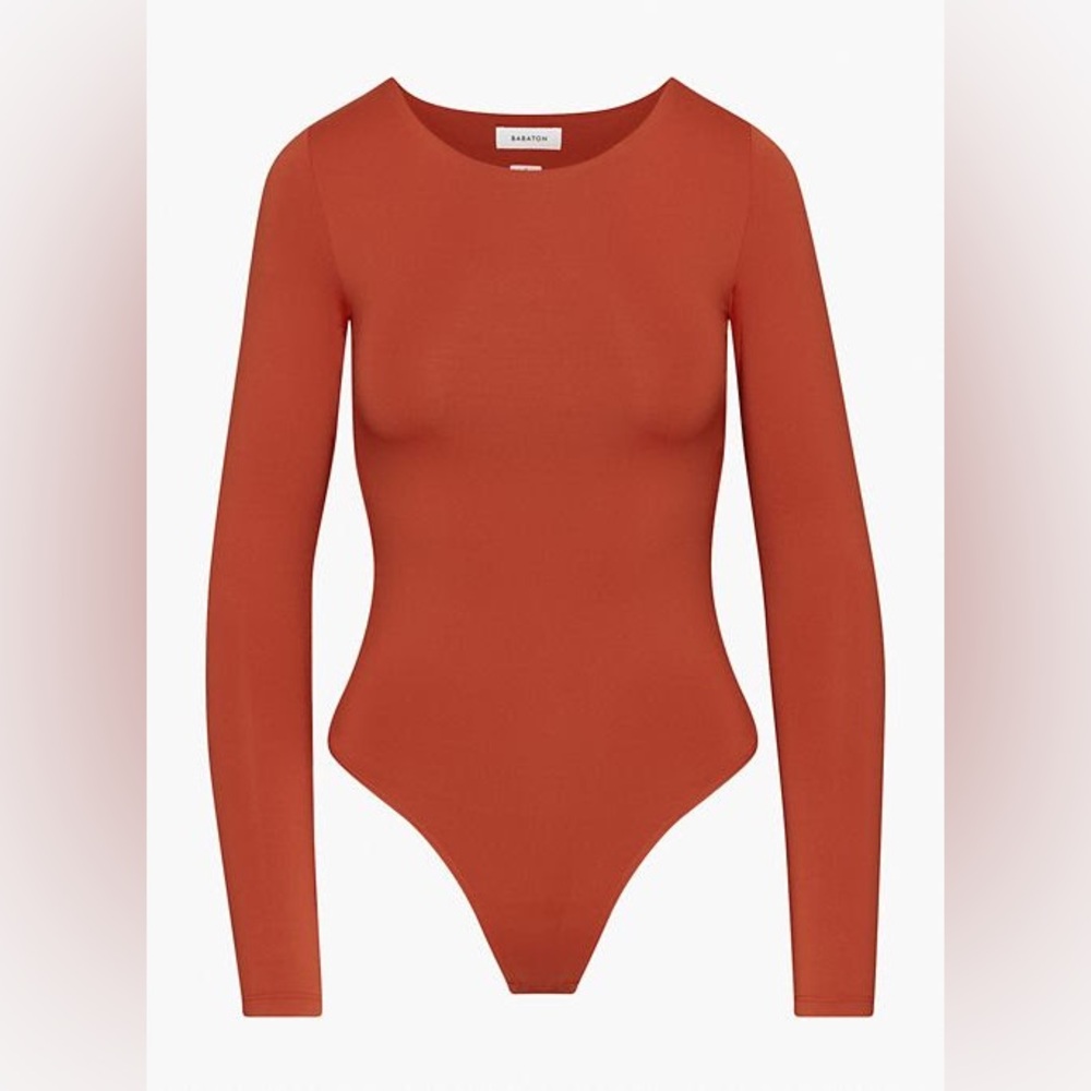 Babaton Contour Crew Longsleeve Bodysuit in Corsa Red